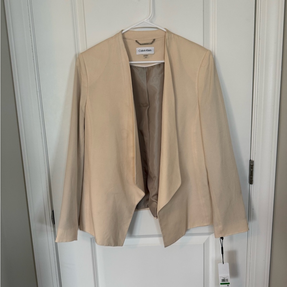 Calvin Klein Cream Waterfall Blazer